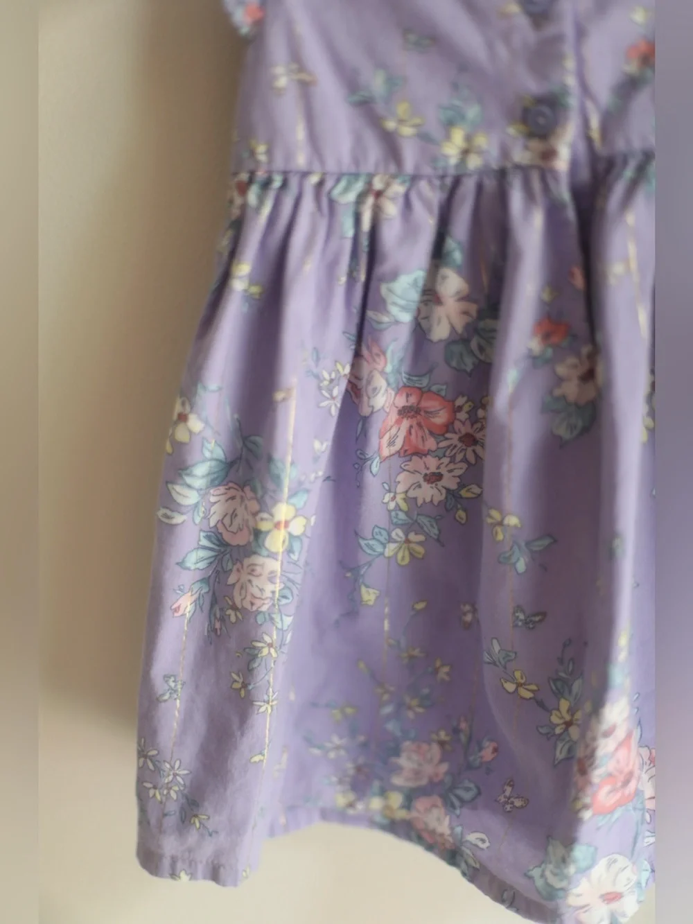 OshKosh B'gosh Lavender Floral Ruffle-Sleeve Dress 12m Girls Toddler Children’s